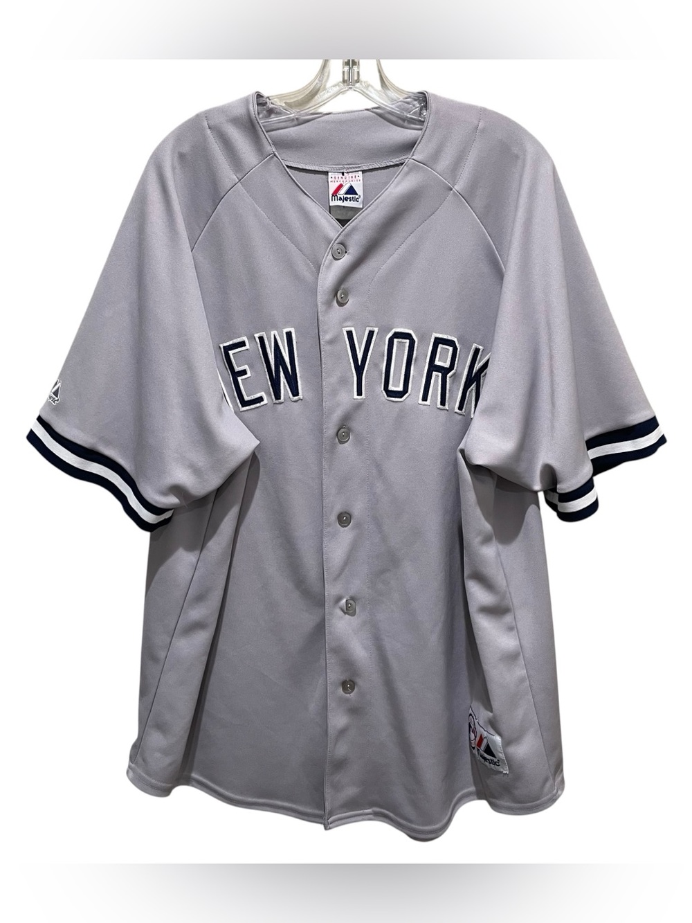 Majestic New York Yankees Baseball Jersey Gray Men Size XL Button Front MLB Team
